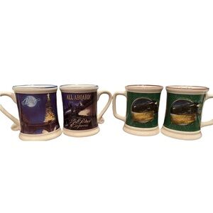 Christmas Polar Express 12oz Believe 3D Ceramic Hot Chocolate Mug 4 Set Coffee